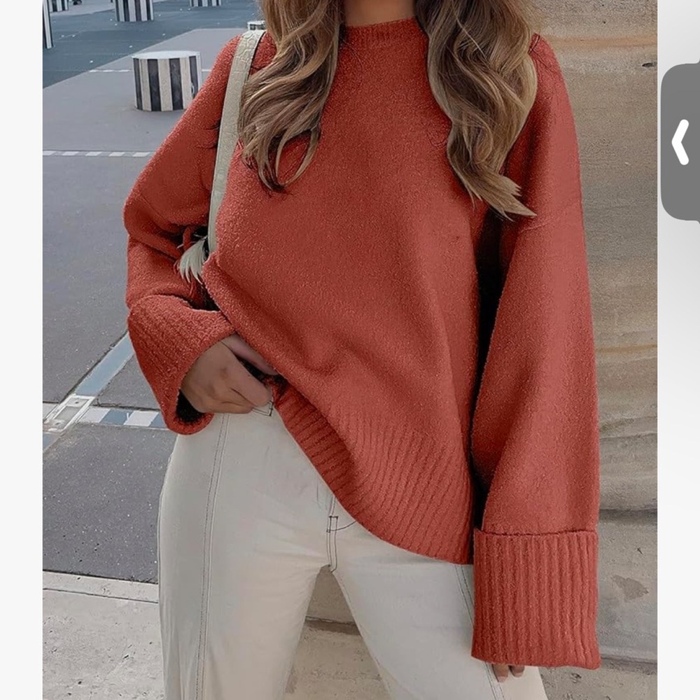 COZY WARM SWEATER. Rust color. Cuffed!! Size L!! LIKE NEW!!! - Picture 2 of 7